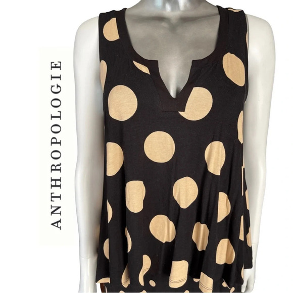 Anthropologie Maeve Davina Layered Dress Polka Dot Black Cream Small - Picture 6 of 9